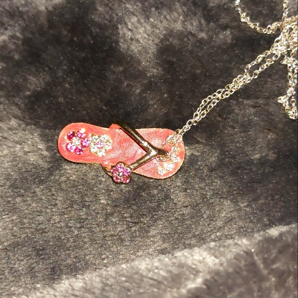 sandal necklace, pink